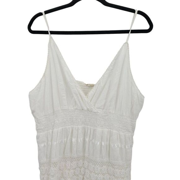 80's Magic Dress Boho Hippy Cottage Core Spaghetti Midi Tired Lace White 3X - Picture 3 of 11